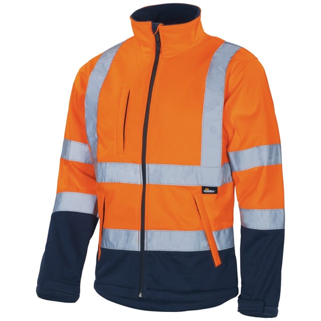 Vizwell - Softshelljacke atmungsaktiv, wind- und wasserdicht VW135O Gr. m orange/marine