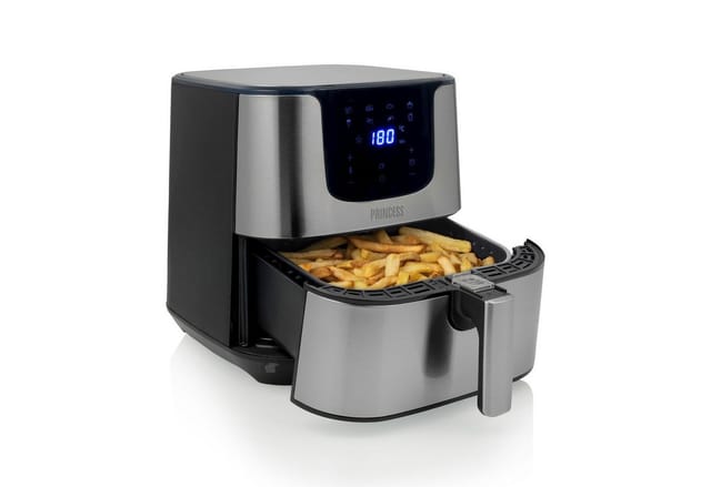 Princess - Digitale xxl Edelstahl Heißluftfritteuse eckig 8 Programme 5,5Ltr 1700 Watt