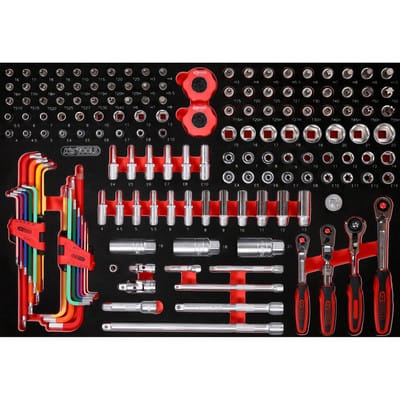Ks tools 1/4'' + 3/8'' Steckschlüssel-Satz in Schaumstoffeinlage, 156-tlg ( 811.0156 )
