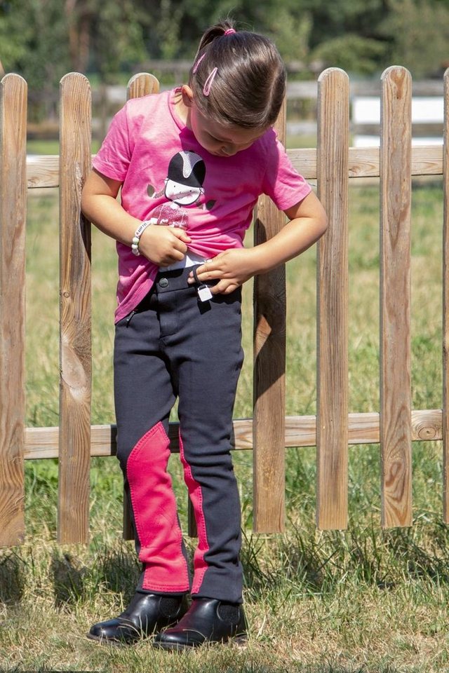 7/8 Jahre, Marineblau Und Dunkelrosa 6939: Kindersommer-reithose My First Hkm Bild 2