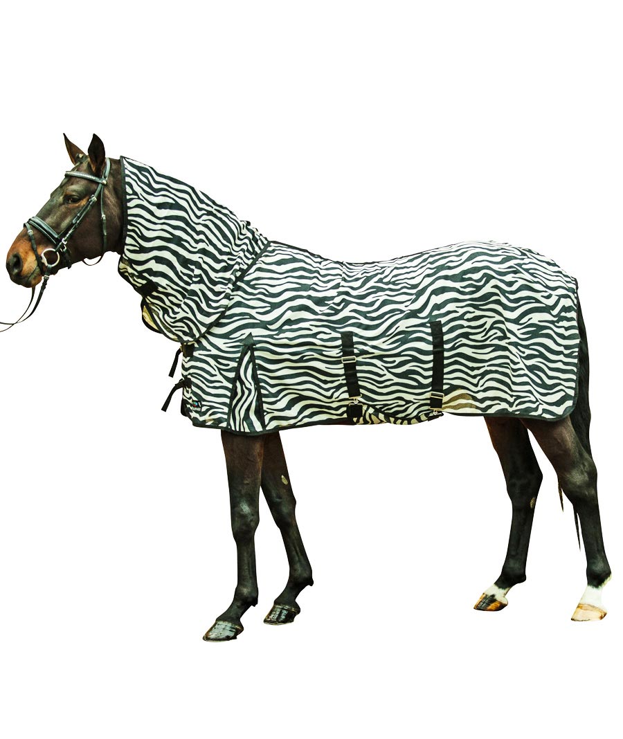 105 Cm, Schwarz Und Weiß 1291: Windsichere Netzdecke Modell Zebra Komplett Mit Halsdecke Und Gurten