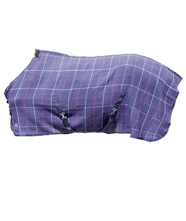 145 Cm, Marineblau: Baumwoll-boxdecke Mit Riemen Und Widerristpolsterung Modell Waffeloptik