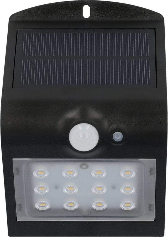 UniTec LED Solar-Wandleuchte schwarz mit Bewegungsmelder 1,5 W 220 lm LED Wandleuchte