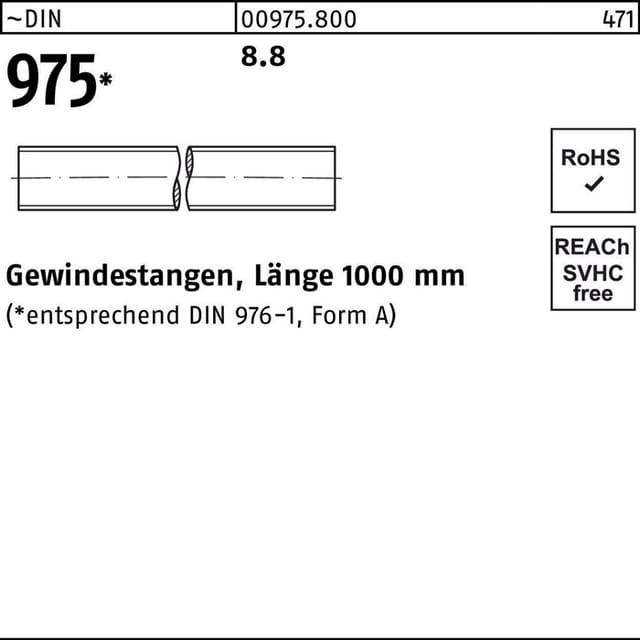 Gewindestange DIN 975 M 5 x 1000mm 8.8