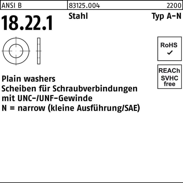 Unterlegscheibe ANSI B18.22.1 Typ N 9/16 x 1,156 Stahl