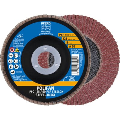 PFERD TOOLS 67746125 Fächerscheibe POLIFAN A PSF STEELOX Ø 125 mm Körnung 60 kon