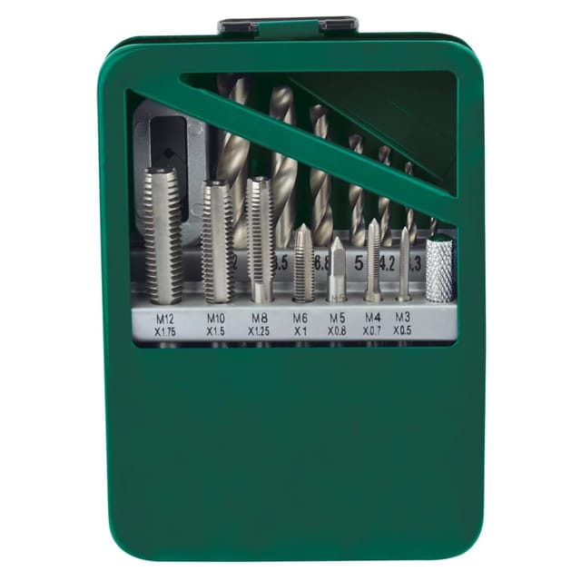 Brüder Mannesmann - M53215 Gewindeeinsatz 15teilig M3, M4, M5, M6, M8, M10, M12