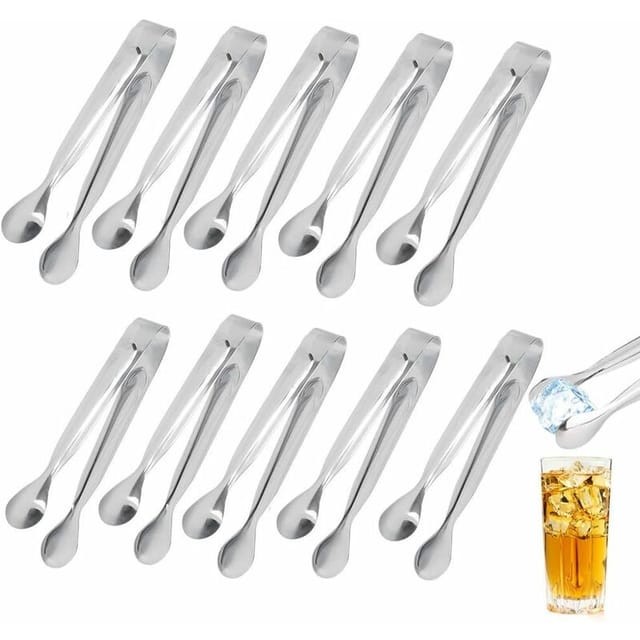 Mini-Eiszangen aus Edelstahl – 10er-Pack – für Party/Hochzeit/Bar/Küche