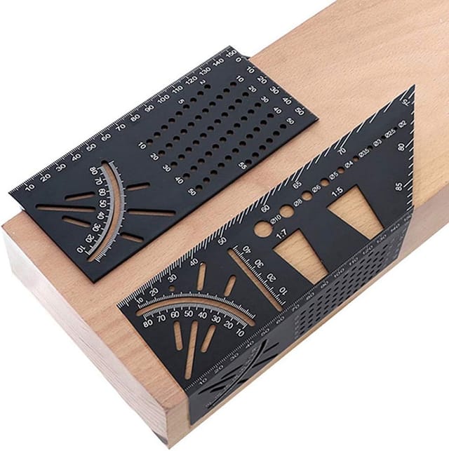 Winkelmesslineal aus Aluminiumlegierung für die Holzbearbeitung, 45/90-Grad-3D-Winkellehre, DC721
