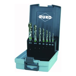 Ruko - Maschinengewindebohrer-Satz 7tlg. Form c HSSE-Co 5 in Kunststoffkassette - 245062RO