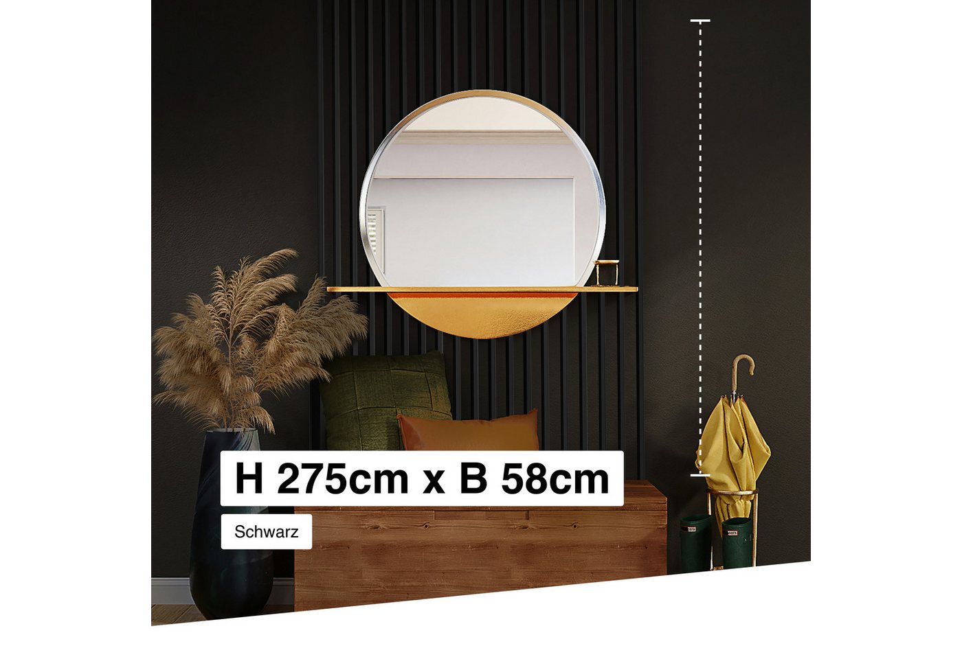 Hexim Raumteiler Lamellenwand 275x58cm Mdf Raumtrenner Trennwand: 1 Lamellenwand - 1.59 M², Schwarz Bild 3