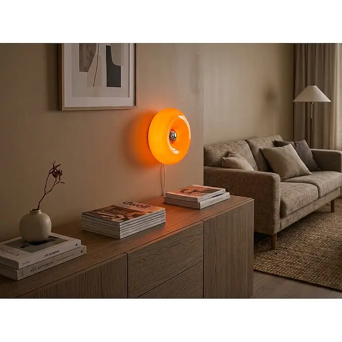 Eglo LED-Tischleuchte rund Basile (8 W, Ø x H: 30 x 12 cm, Orange, Warmweiß)