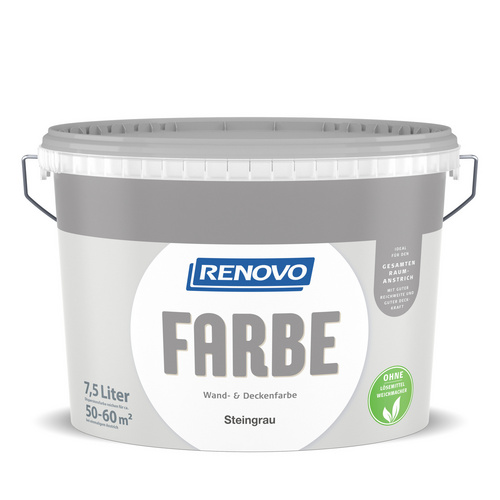 RENOVO Dispersionsfarbe, steingrau, 7,5 l, matt