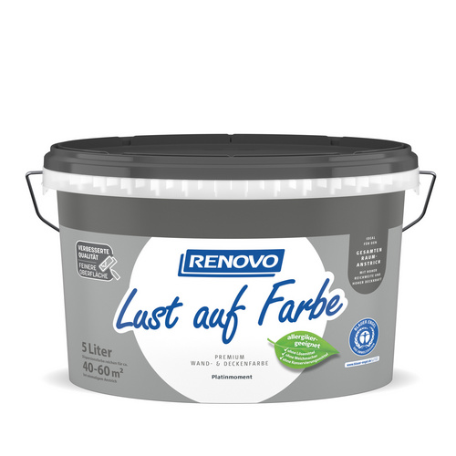 RENOVO Dispersionsfarbe, »Lust auf Farbe«, 5 l, platingraufarben