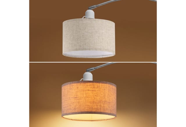 Bogenlampe Stoffschirm Marmorfuß 150-175 cm Höhenverstellbar E27 Wohnzimmer Schlafzimmer Stehlampe Standleuchte Leinen - Monzana