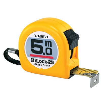 Tajima - Bandmaß Maßband Länge 5m Breite 25 mm Stahlband, Messband mit Endhaken