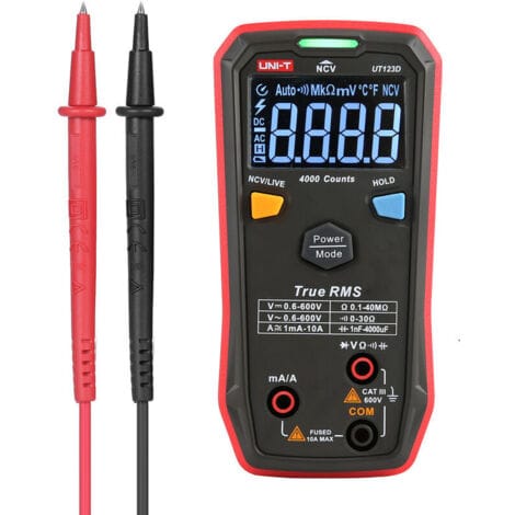 Das intelligente digitale Multimeter UNI-T UT123D unterstützt Messungen mit hoher Kapazität bis zu 4 mF ohne die Notwendigkeit einer Batterie.