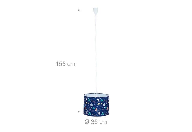 Hängelampe Kinderzimmer, Weltraum-Motiv, HxD: 155 x 35 cm, Pendelleuchte Mädchen & Junge, Kinderlampe, bunt - Relaxdays