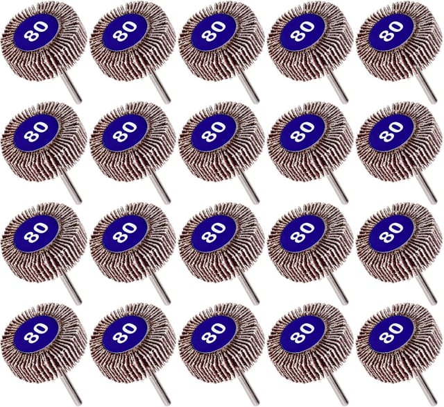 Tinor - Packung mit 20 Lamellenscheiben mit Körnung 80, Schleifpapier-Polierscheibe Dremel Lamellenscheibe 10 mm