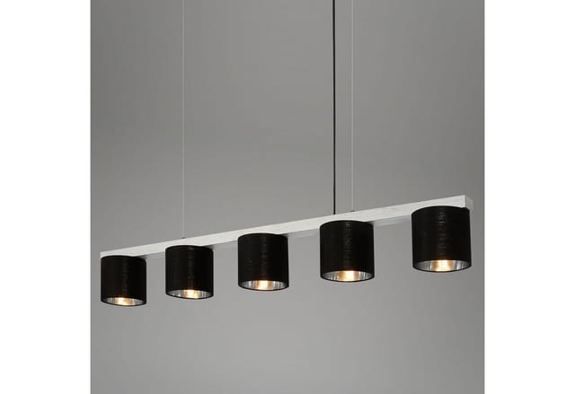 Leuchten luri - Pendelleuchten - 4736054 - Höhenverstellbar - Silver-Crafted - Holz - E14 Fassung max. 25 Watt - 5-flammig - 110 x 15 x 136 cm