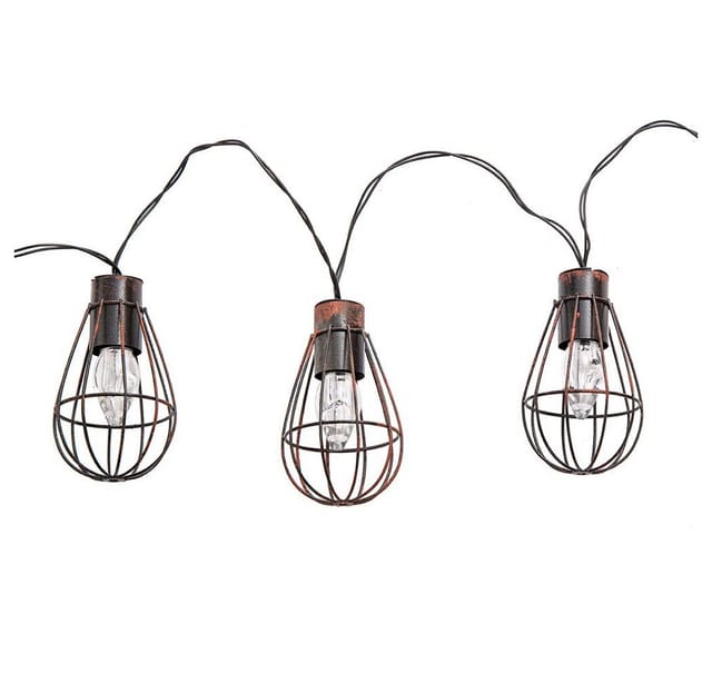 Nino - led Solar Lichterkette Aussen Solarlampe Garten Dekoration Retro Stil, Metall rost, 10x led warmweiß, l 200 cm Leuchten 69021011