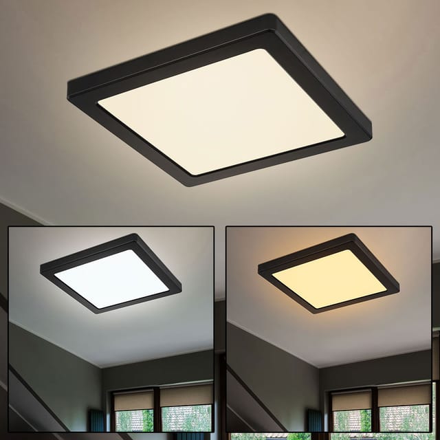 Etc-shop - Deckenleuchte Deckenpanel Wohnzimmerlampe led Panel, Modern schwarz, Lichtfarbe verstellbar, cct, 18W 1400lm warmweiß-kaltweiß, LxBxH