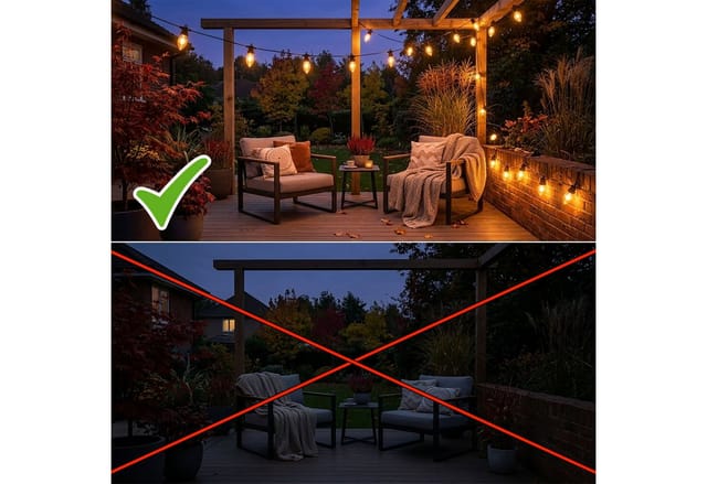 Lichterkette mit Flammen Effekt - 360 cm - Garten Party Deko Beleuchtung mit 10 Glühbirnen - Flame Lights Flammenlicht