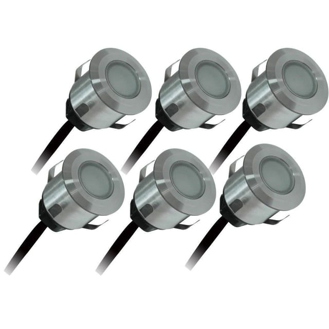 6er Set Einbaustrahler Außen 4,5W, 3000K, 6x15lm, Ø35, Edelstahl - PATIO Arlux Lighting