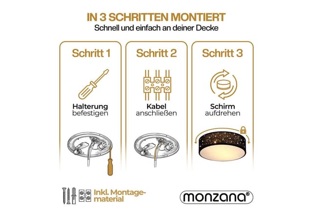 Deckenlampe Sternenhimmel Stoff Rund E27 Deckenleuchte Stoffdeckenleuchte Stoffdeckenlampe Schlafzimmer Wohnzimmer 38cm Weiß - Monzana