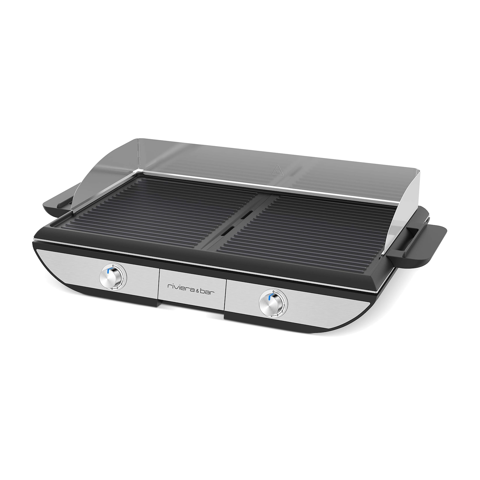 riviera&;bar Plancha Grill 2in1 Tischgrill (2.300 Watt, 2-in-1 Plancha &amp; Grillstruktur, abnehmbare Platte, 2 separate Heizzonen, Grillfläche 53,5 x 33 cm, für 8?10 Personen)