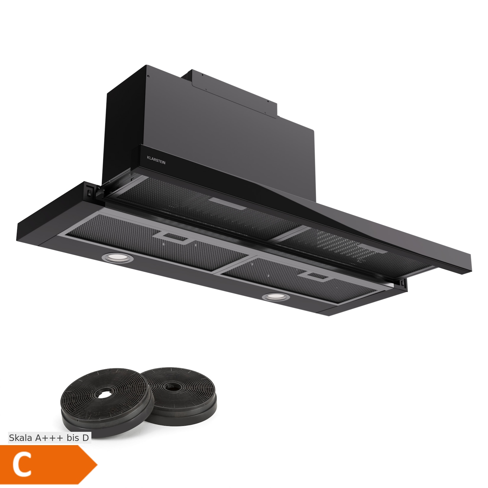 Mariana 90 Neo Flachschirmhaube 547 m³/h Ab-/Umluft LED EEK C Schwarz