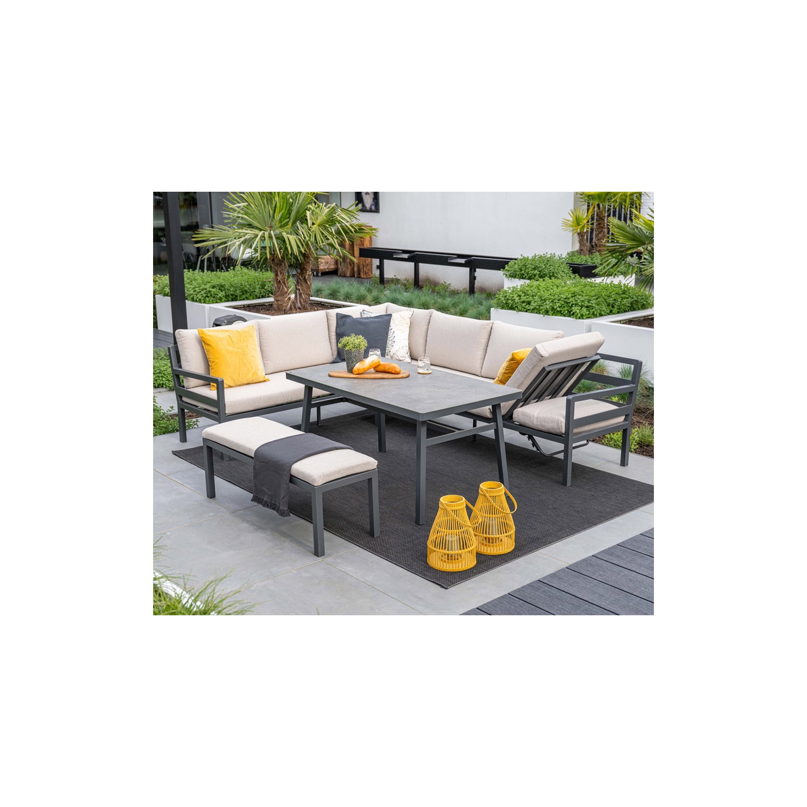Garden Impressions Corsica Lounge-Dining Set - 4-tlg. hochwertiges Aluminium Gartenmöbelset inkl. Kissen