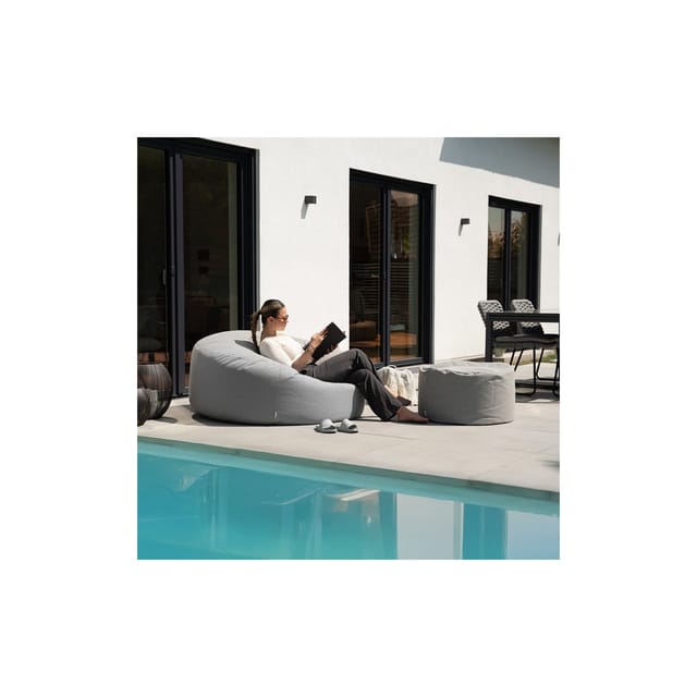 HOME DELUXE XXL Outdoor Sitzsack CLOUD mit Hocker - Hellgrau