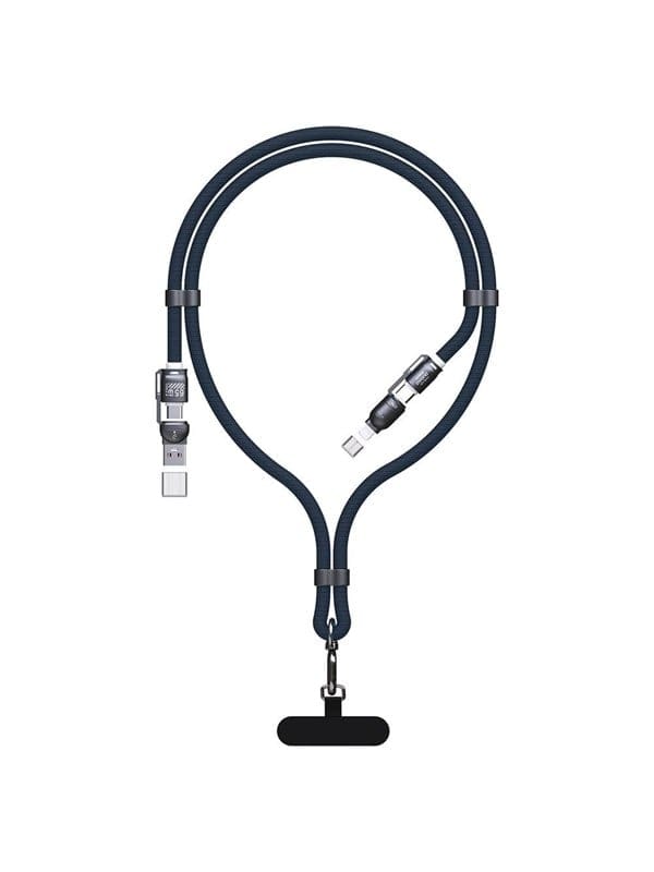 Dudao L20Max 65W 4-in-1 Cable with Lanyard USB-C to USB-C with Lightning and USB-A Adapters - Blue