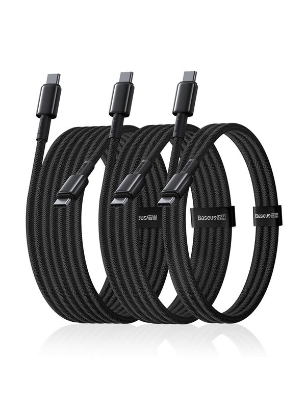 Baseus Tungsten Gold 100W USB-C Cable Set - USB-C 1m 2m 3m - Black