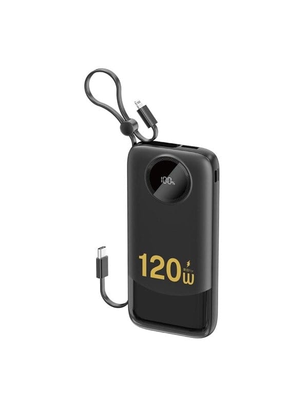 Dudao K13 10000mAh Powerbank with Built-in Cable - Black