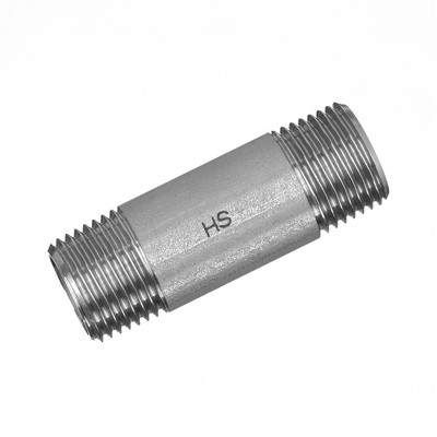 Edelstahl-Rohrdoppelnippel 23 konisches Gewinde, 1/2x200mm