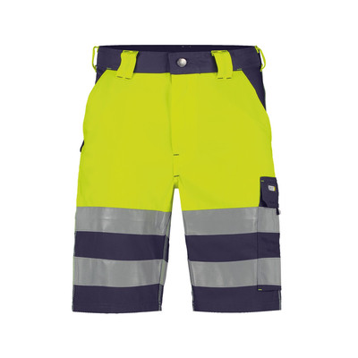Venna Warnschutz-Shorts, dunkelblau/neongelb, Schrittlänge Standard, Größe 42