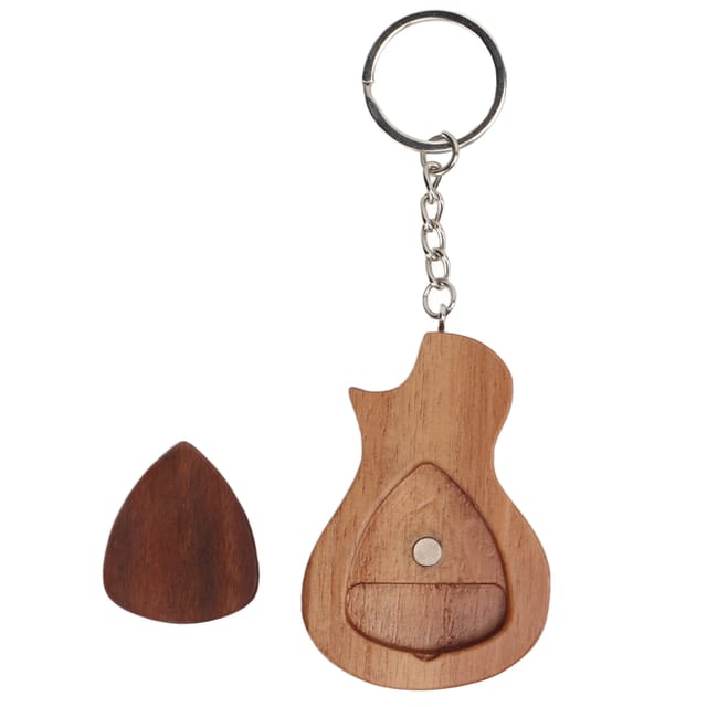 Gitarrenplektrum-etui Aus Holz Mit Schlüsselanhänger, Geschenkbox Zur Aufbewahrung Von Musikinstrumenten