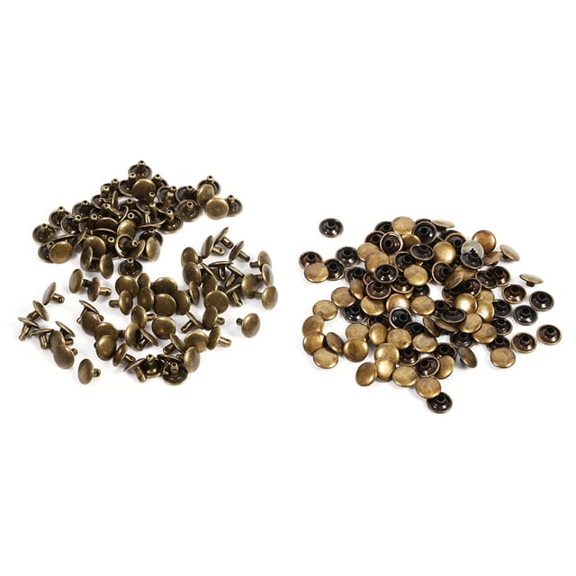 100 Stück Doppelkopfnieten 8x10mm für Lederarbeiten und Reparaturen, dekorative Metallnägel (Bronze)
