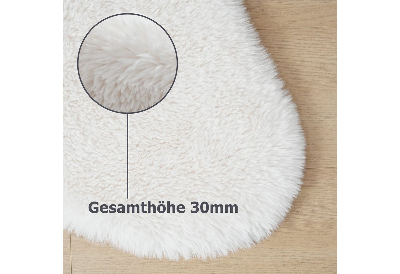 OTTO home Hochflor-Teppich Mollin, Fellform, leichter Glanz, rechteckig, Höhe: 30 mm, Kunstfell, Fellimitat, waschbar, flauschig, weich, Wohnzimmer Bild 4