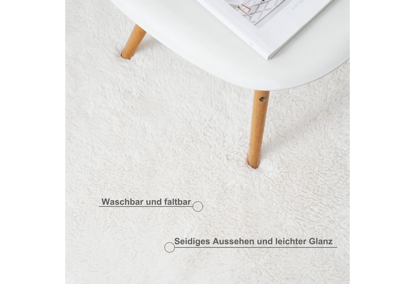 OTTO home Hochflor-Teppich Mollin, Fellform, leichter Glanz, rechteckig, Höhe: 30 mm, Kunstfell, Fellimitat, waschbar, flauschig, weich, Wohnzimmer Bild 5