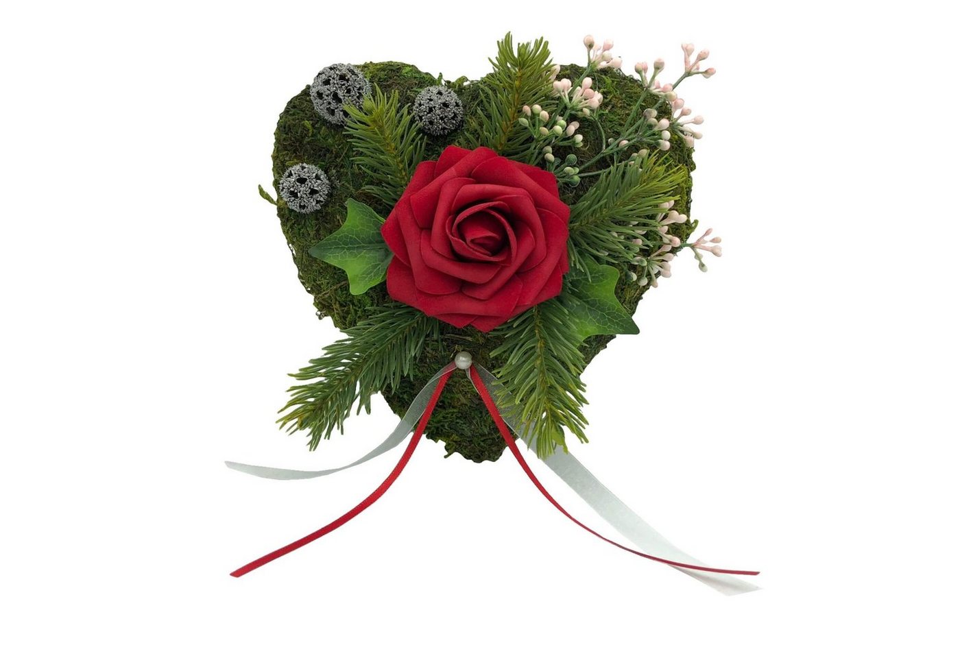 Radami Gartenfigur Grabgesteck Grabschmuck Moosherz Grabherz Trauerherz Grab Herz Gestec
