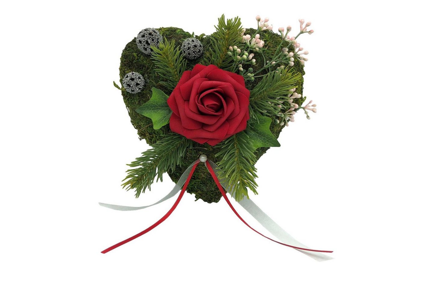 Radami Gartenfigur Grabgesteck Grabschmuck Moosherz Grabherz Trauerherz Grab Herz Gestec Bild 2