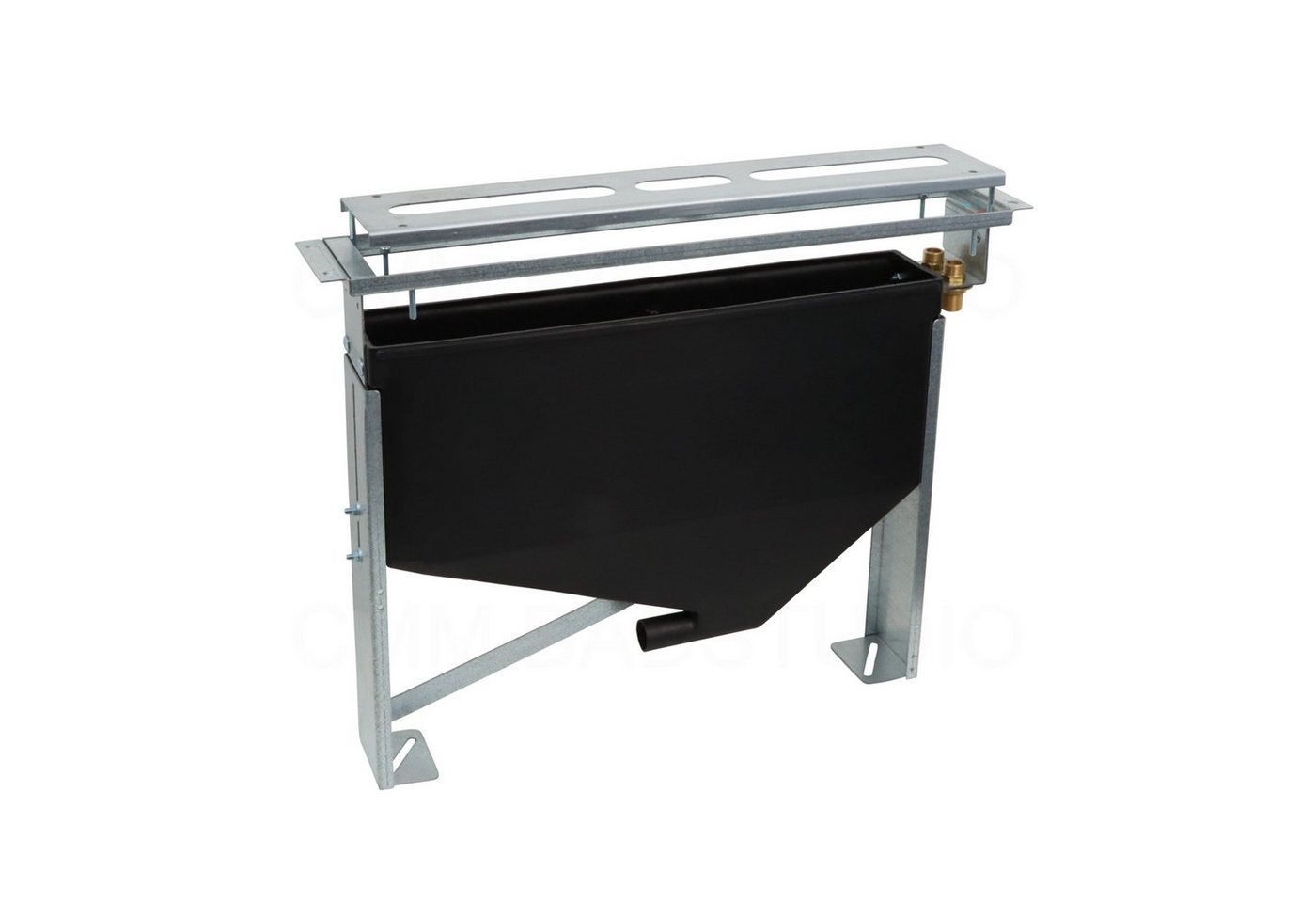 DEUSENFELD Wannenarmatur DS "Premium" Montageblock (Wannenrand Montagesystem für 2, 3, 4 oder 5-Loch Wannenrandarmatur, stufenlos höhenverstellbar von 487 – 605mm) Inkl. Trägerplatte, Schlauchkasten mit int. Drainageanschluss DN50