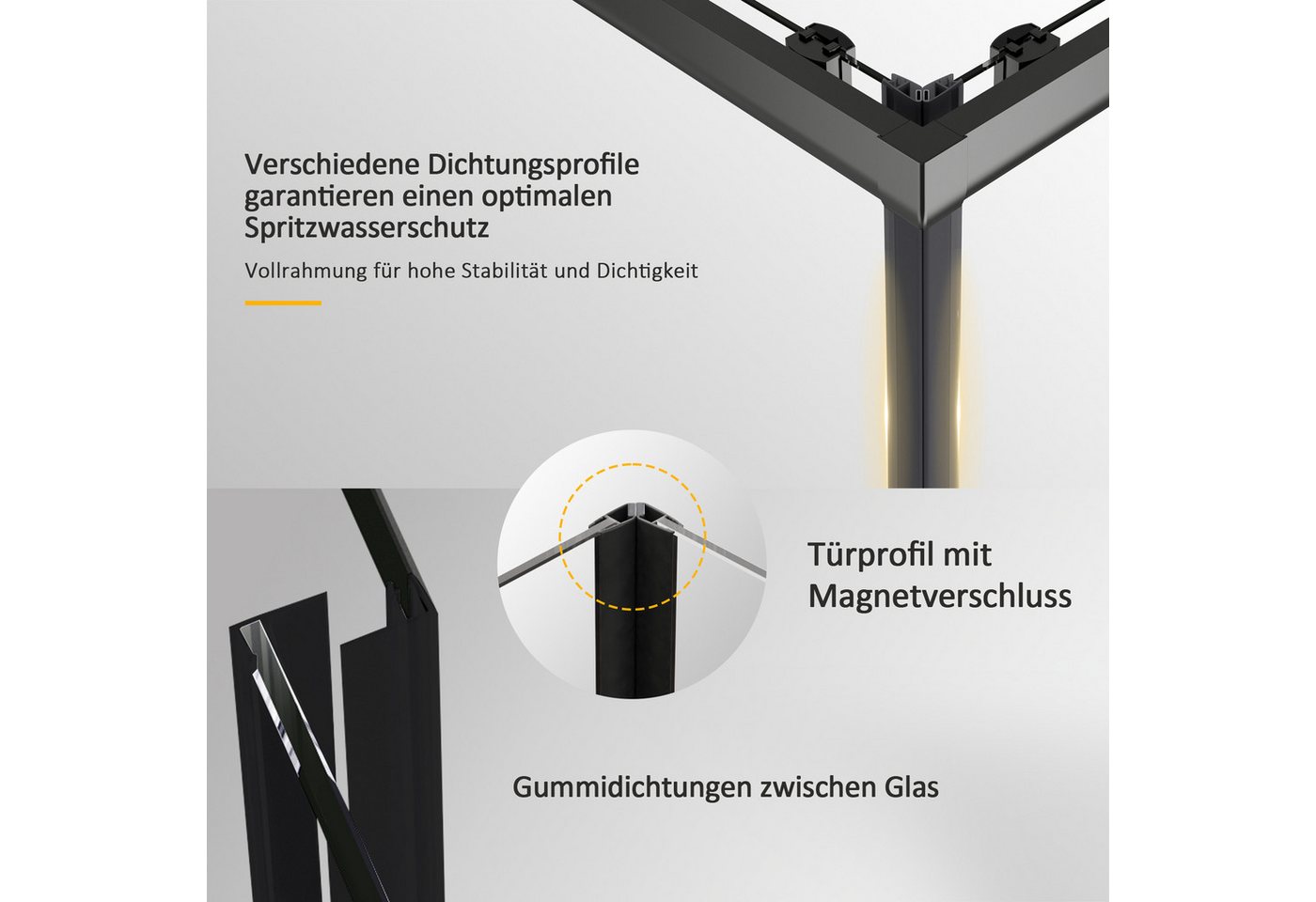 Hopibath Eckdusche Duschkabine 90x80 Eckeinstieg Doppelt Schiebetür Falttüren, BxT: 80x90 cm, 5mm Sicherheitsglas, Duschabtrennung, Schwarz / Chrom / Klarglas, Rechts-und Links montierbar Bild 2