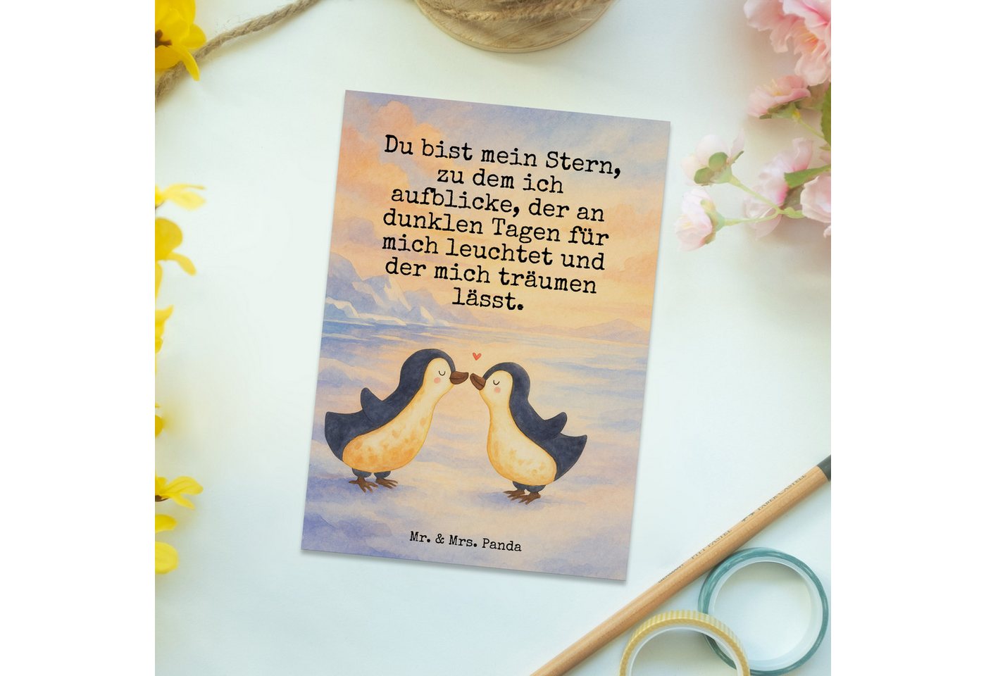 Mr. & Mrs. Panda Postkarte Pinguin Liebe Design, Postkarte, Weiß, Postkarte, Grußkarte, Vertraut, Liebesgeschenk Liebesbeweis Pinguine Bild 4