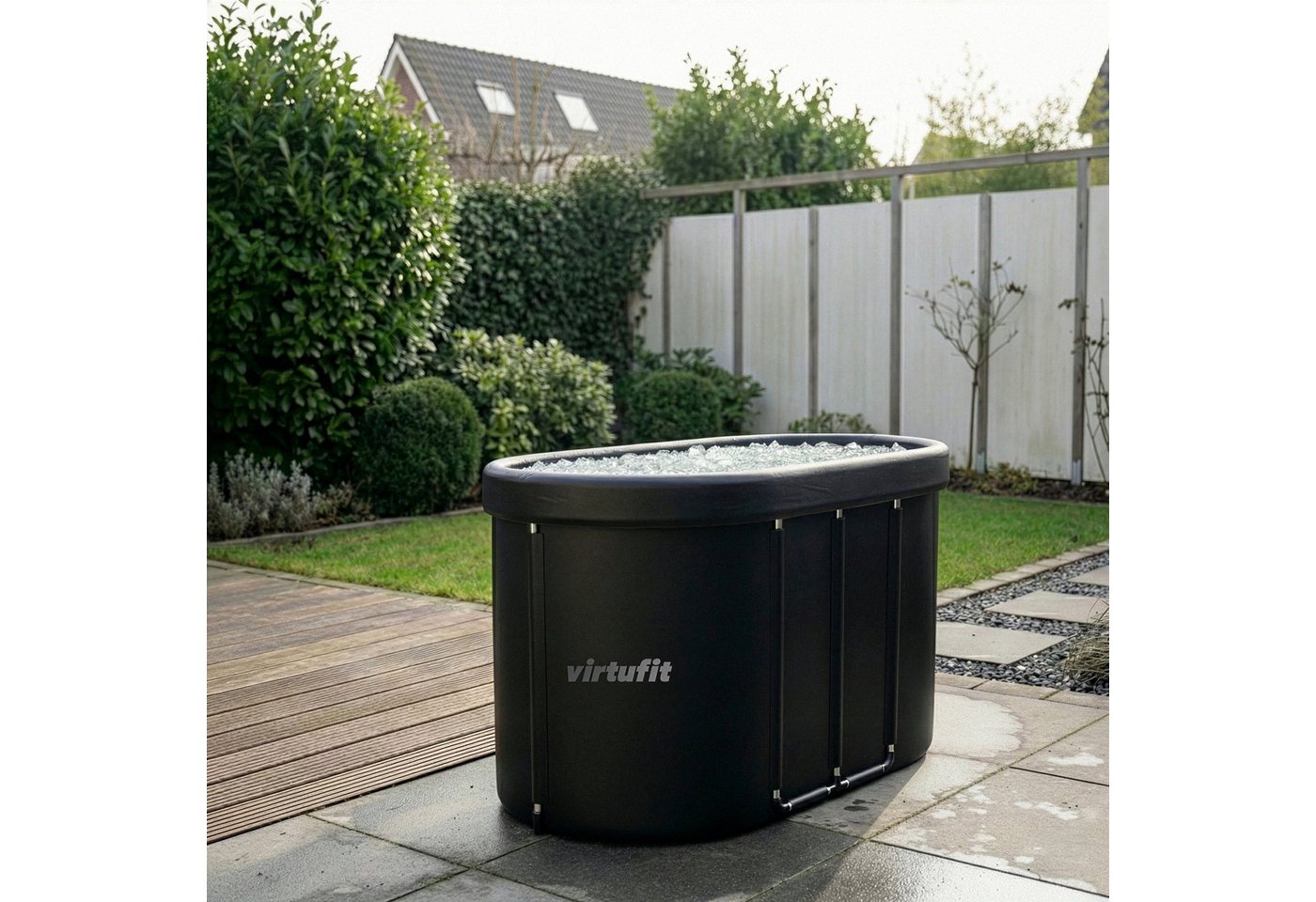 VirtuFit Spieltisch VirtuFit Ovales Eisbad - 500 Liter - Wood Look inkl. Zubehör 80x80x75