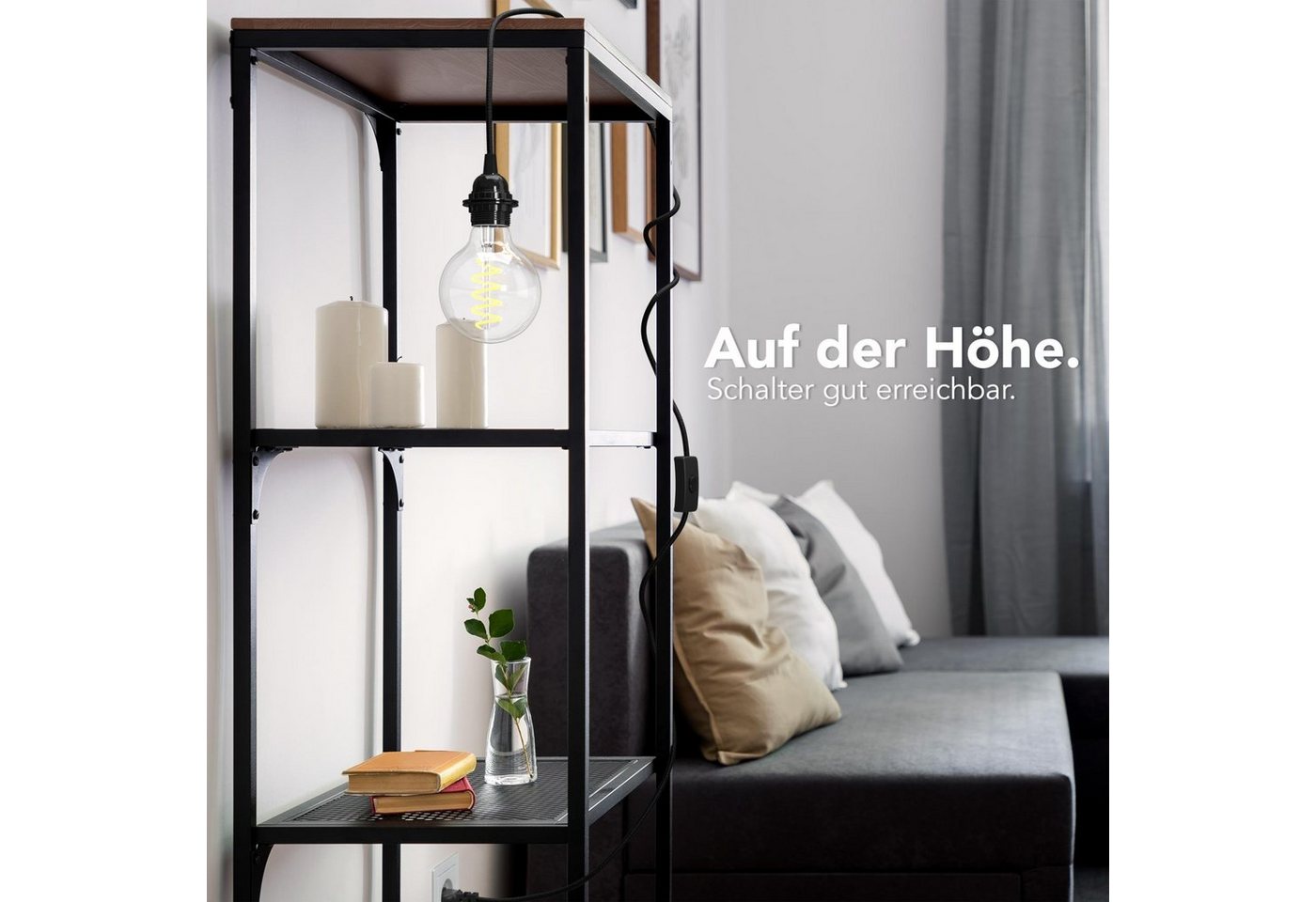 EAZY CASE Lampenfassung 3x E27 Lampensockel 5m Kabel & Schalter DIY Lampen, (1-St), E27 Fassung mit Schalter und dekoratives Lampenkabel DIY Lampe Schwarz Bild 4