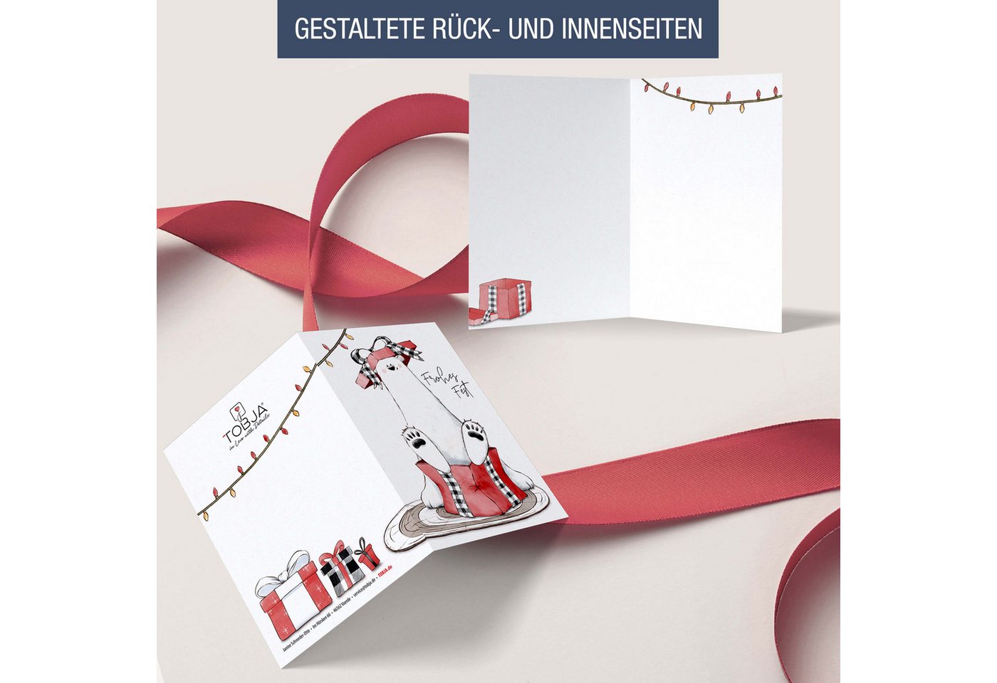 TOBJA Weihnachtskarte Weihnachtskarten mit Umschlag Set - 15 witzig schöne Klappkarten, 15 festliche Weihnachtskarten inkl Umschlag Bild 2